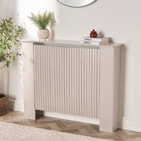 OHS Ribbed Medium Radiator Cover Slatted Engineered Wood in White