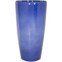 Primrose Garden Outdoor Blue Cylinder Round Stone Composite Planter 75cm in Cobalt