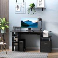 HOMCOM Wood Computer Desk Laptop Workstation PC Table Drawer Shelf Office in Black