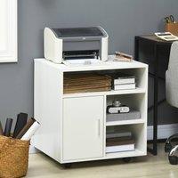 HOMCOM Multi-Storage Printer Unit Office Organisation w/ 5 Compartments in White