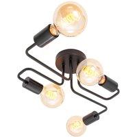 Happy Homewares Industrial Vintage Styled Matte Black Ceiling Light with Looping Arms