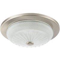 Happy Homewares Modern Bathroom Ceiling Light Fitting with Frosted White Moulded Glass in Metallic Silver