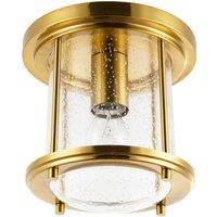 Happy Homewares Vintage Industrial Ceiling Light in Satin Gold with Clear Bubble Glass