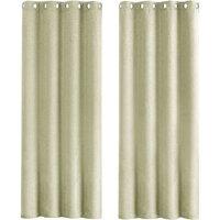 Happy Homewares Modern Textured Linen Fabric Lined Blackout Eyelet Curtains - Pair in Mint | Size: 120 cm width x 160 cm drop