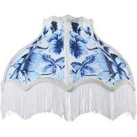 Happy Homewares Vibrant Blue Floral Handmade Victorian Lamp Shade with White Trims | Size: 14 inches