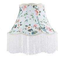 Happy Homewares Victorian Styled Vintage Lamp Shade with Green & Blue Floral Decor in Duck Egg Blue | Size: 16 inches