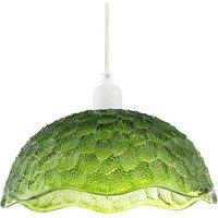 Happy Homewares Tortoise Designed Emerald Green Glass Textured Ceiling Light Shade