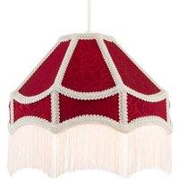 Happy Homewares Classic Victorian Style Empire Pendant Shade in Burgundy Red Fabric | Size: 12 inches