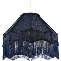 Happy Homewares Classic Victorian Style Empire Pendant Shade in Midnight Blue Fabric | Size: 12 inches
