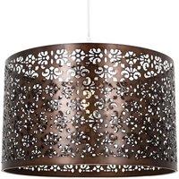 Happy Homewares Moroccan Designed Large Bronze Metal Pendant Shade with Floral Decor | Size: 16 inches