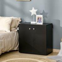 HOMCOM Cabinet w/ Shelves & Door Wooden Sideboard Freestanding Cupboard in Black