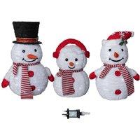 Samuel Alexander 70cm Set of 3 Light up Foldable Cloth Snowmen with 130 White LEDs