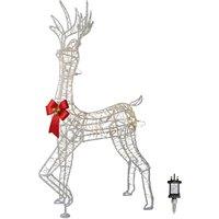 Samuel Alexander 1.48m Acrylic Deer Decoration with Red Bow & 940 Warm White LEDs