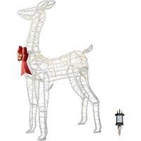 Samuel Alexander 1.24m Acrylic Christmas Deer Decoration. Red Bow & 880 White LEDs