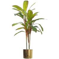 Leaf 100cm Artificial Potted Dracaena Tropical Plant with Gold Metal Planter