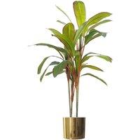 Leaf 100cm Artificial Realistic Dracaena Tropical Plant with Gold Metal Planter