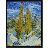 Artery8 The Poplars at Saint Remy Van Gogh Black Framed Canvas Wall Art in Blue | Size: W18 x H24