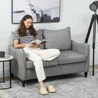 HOMCOM Modern 2 Seater Sofa, PU Leather Upholstered Loveseat Settee in Grey