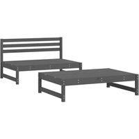 Berkfield Home 2 Piece Garden Lounge Set Grey Solid Wood Pine