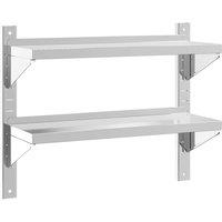 Berkfield Home 2-Tier Wall Shelf 75x23.5x60 cm Silver Stainless Steel