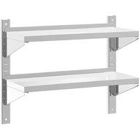 Berkfield Home 2-Tier Wall Shelf 75x30x60 cm Silver Stainless Steel | Size: 75 x 30 x 60 cm