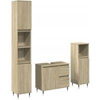Berkfield Home 3 Piece Bathroom Furniture Set Sonoma Oak Engineered Wood in Light Brown