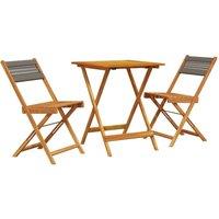 Berkfield Home 3 Piece Bistro Set Grey Polypropylene & Solid Wood