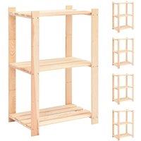 Berkfield Home 3-Tier Storage Racks 5 pcs 60x38x90 cm Solid Pinewood 150 kg in Beige | Size: 60 x 38 x 90 cm