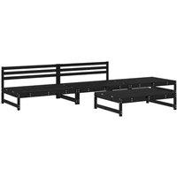 Berkfield Home 4 Piece Garden Lounge Set Black Solid Wood Pine