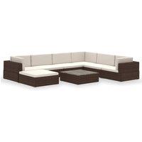 Berkfield Home 8 Piece Garden Lounge Set with Cushions Poly Rattan Brown