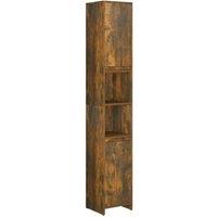 Berkfield Home Bathroom Cabinet Smoked Oak 30x30x183.5 cm Engineered Wood in Brown