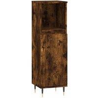 Berkfield Home Bathroom Cabinet Smoked Oak 30x30x100 cm Engineered Wood in Brown | Size: 30 x 30 x 100 cm