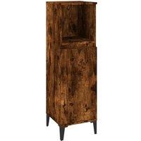Berkfield Home Bathroom Cabinet Smoked Oak 30x30x100 cm Engineered Wood in Brown | Size: 30 x 30 x 100 cm
