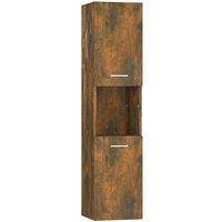 Berkfield Home Bathroom Cabinet Smoked Oak 30x30x130 cm Engineered Wood in Brown | Size: 30 x 30 x 130 cm