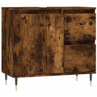 Berkfield Home Bathroom Cabinet Smoked Oak 65x33x60 cm Engineered Wood in Brown | Size: 65 x 33 x 60 cm