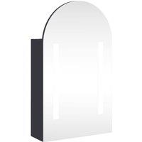 Berkfield Home Bathroom Mirror Cabinet with LED Light Arched Grey 42x13x70 cm | Size: 42 x 13 x 70 cm
