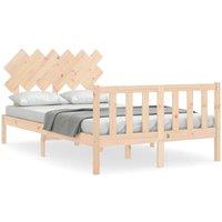 Berkfield Home Bed Frame with Headboard 120x200 cm Solid Wood in Natural
