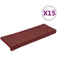 Berkfield Home Carpet Stair Treads 15 pcs 65x21x4 cm Matte Red | Size: Medium