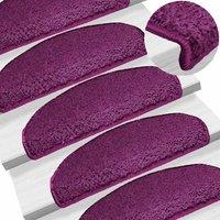 Berkfield Home Carpet Stair Treads 15 pcs Violet 65x21x4 cm in Purple | Size: Medium