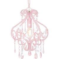 Berkfield Home Ceiling Lamp with Beads Pink Round E14