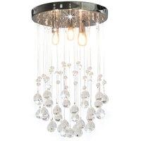 Berkfield Home Ceiling Lamp with Crystal Beads Silver Sphere 3 x G9 Bulbs