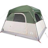 Berkfield Home Camping Tent Cabin 4-Person Green Waterproof