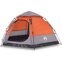 Berkfield Home Camping Tent Cabin 4-Person Grey & Orange Quick Release