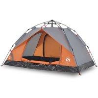 Berkfield Home Camping Tent Dome 3-Person Grey & Orange Quick Release
