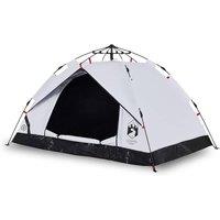 Berkfield Home Camping Tent Dome 3-Person White Blackout Fabric Quick Release