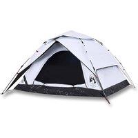 Berkfield Home Camping Tent Dome 4-Person White Blackout Fabric Quick Release