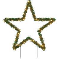 Berkfield Home Christmas Light Decoration with Spikes Star 80 LEDs 60 cm in Green