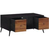 Berkfield Home Coffee Table 90x50x41 cm Solid Reclaimed Teak in Black | Size: 90 x 50 x 41 cm