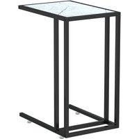 Berkfield Home Computer Side Table White Marble 50x35x65 cm Tempered Glass | Size: 50 x 35 x 65 cm