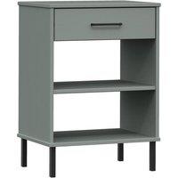 Berkfield Home Console Cabinet with Metal Legs Grey Solid Wood Pine OSLO